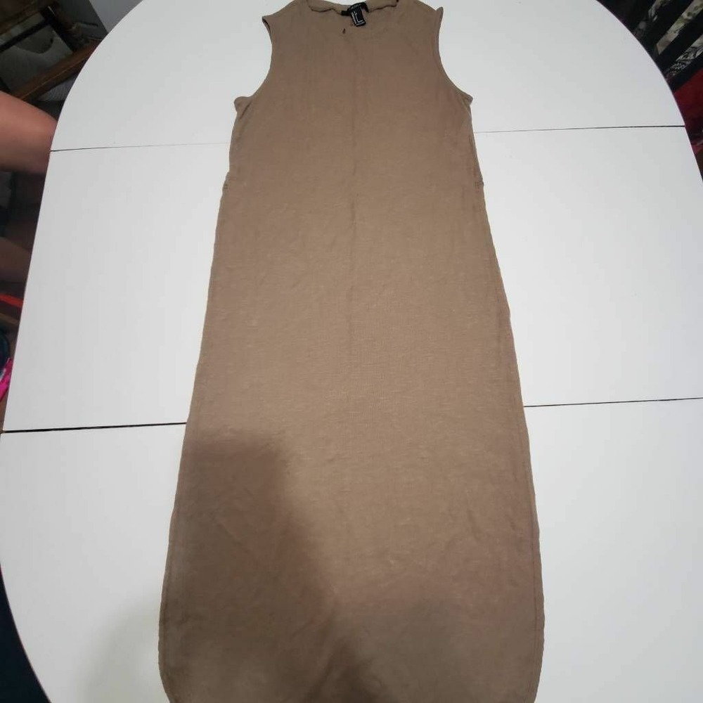 Forever 21 Womens Sweater Dress Brown Heathered Ribbed Crew Neck Sleeveless S